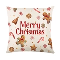 Weihnachts-Kissenbezug mit Lebkuchenmann und Merry Christmas Text auf weißem Grund - 45x45 cm / Festlicher Grußdruck Stil (JYM503-2)