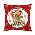 Roter Weihnachts-Kissenbezug mit Lebkuchenmann-Motiv und festlichem Bäckerei-Aufdruck - 45x45 cm / Roter Lebkuchen Bäckerei Stil (JYM503-4)