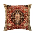 Bohemian vintage pillow case featuring retro Persian carpet patterns and intricate geometry - 45x45cm / Red Black Beige Persian Carpet (CR039-14)