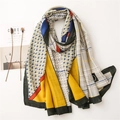 Kleurrijke patchwork sjaal met houndstooth patroon van katoen en linnen dames - Geel
