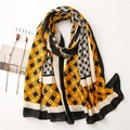 Modischer Schal mit geometrischem Farblock-Muster in Gelb, Schwarz und Beige - Gelb Farblock Geometrisch (SL2008-022)