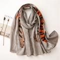 Fashionable leopard print shawl scarf with tiger stripe patterns on grey fabric - 180cm x 90cm / Gray