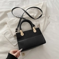 Retro black patchwork crossbody bag with matte faux suede and smooth leather finish - Black