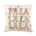 Funda de cojín navideña con texto FA LA LA de colores y adornos festivos sobre blanco - 45x45CM (Sin Relleno) / Estampado de Letras FA LA LA (JYM484-2)