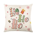 Funda de cojín navideña con estampado Ho Ho Ho en lino de algodón de alta calidad - 45x45CM (Sin Relleno) / Estampado de Letras Ho Ho Ho (JYM484-3)