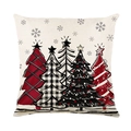 Christmas pillowcase with five patterned holiday trees on textured polyester fabric - Five Christmas Trees Pattern (JYM493-1)