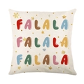 Weihnachts-Kissenbezug mit Falala-Regenbogenaufdruck und goldenen Sternen auf Leinen - Buntes FALALA Schriftzug (JYM504-3)