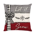 Christmas pillow cover with black and white buffalo plaid and Let it Snow text - Jym493-3 / 45x45 Square (No Insert)