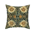 Vintage floral cushion cover with William Morris style cream flowers on dark green fabric - Vintage Green Scroll Pattern(TPR495-2) / 45*45mm