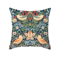 Kussensloop met William Morris Strawberry Thief motief in marineblauw perzikhuidstof - Aardbeiendief Stijl (TPR494-1)