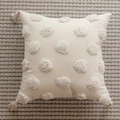 Boho-Kissenbezug in Creme mit strukturierten Tufting-Punkten und Eck-Quasten Dekor - 3D Getuftete Punkte (Nur Bezug) / 45*45cm (Ohne Kern)