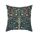 Vintage floral cushion cover with symmetrical botanical patterns on dark green fabric - Dark Green Branch Floral Pattern(TPR495-4) / 45*45mm