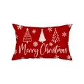 Red Christmas waist pillow case with white trees and Merry Christmas print - Three Christmas Trees Red (JYZ007-6)