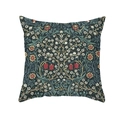 Vintage William Morris kussenhoes in donkergroen met bloemenpatroon en perzikhuid textuur - Donkergroene Klokjesbloem (TPR494-4)