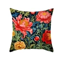 Vintage floral pillowcase with red peonies and blue vines on a black background - Black Red Peony Floral Pattern(TPR495-7) / 45*45mm