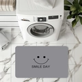 Grey diatomite bath mat with Smile Day print for bathroom and laundry room usage - Grey-SMILE DAY (D6-5)