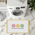 Absorbent diatomite bath mat with smile emoji design and Be Happy and Smile text - White-BE HAPPY Smiley (D6-8)