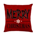 Funda de cojín roja con texto Merry Christmas y motivos de copos sobre fondo blanco - Estilo Letras Merry Christmas (JYM514-2)