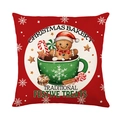 Weihnachtskissenbezug mit Lebkuchenmann-Motiv in festlichem Rot auf weißem Grund - 45x45 cm / Lebkuchenmann in Tasse Stil (JYM503-1)