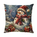 Funda de cojín navideño con muñeco de nieve estilo pintura al óleo decorativa - Estilo de muñeco de nieve y cajas de regalo de Navidad (JYM512-4)