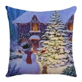 Christmas pillowcase featuring a snowman and golden retriever dog holiday print - 45x45cm / Snowman and Golden Retriever (JYM482-3)