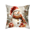 Kerst kussenhoes met schattige sneeuwpop en cadeauverpakkingen print decor - Sneeuwpop Met Kerstmuts En Cadeauverpakking Stijl (CR024-6)