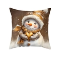 Christmas snowman cushion cover with heart illustration and snowflakes for home decor - Snowman Holding Heart Style (CR024-2)