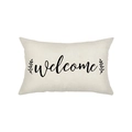 Rectangular Welcome letter print pillow cover in cream linen with branch design - Welcome Style