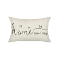 Rectangle lumbar pillow cover with home sweet home print in cream polyester fabric - Home Sweet Home Style