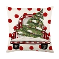 Christmas pillowcase with vintage red truck and tree print on white dotted background - Retro Red Truck Christmas Tree Style (TQYM60-18) / 1 Piece (Pillow Insert Not Included)