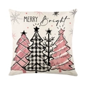 Square polyester pillow cover featuring Merry Bright text and decorative Christmas trees - Jym524-1 / 45x45 Square (No Insert)