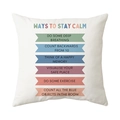 Weißer Kissenbezug mit regenbogenfarbenem Ways to Stay Calm Aufdruck für die Psyche - Wege um Ruhig zu Bleiben (CR030-3)