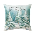 Winter snow scene pillowcase with three Christmas trees and Let it Snow print - Let It Snow Style(CR034-5)