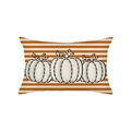 Autumn lumbar pillow cover with orange stripes and three white pumpkin prints - 30*50cm (Insert Not Included) / Orange and White Striped Pumpkin Print (JYZ006-5)