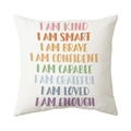 Regenbogen-Kissenbezug mit inspirierenden Sprüchen auf weißem Plüsch für Sofa-Deko - Positive Affirmationen Stil (CR030-4)