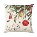 Housse de coussin de Noël avec couronne d'hiver pour décoration festive de canapé - Ornements de Noël d'Hiver (JYM523-4)
