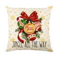 Christmas cushion cover with red bow and Jingle All The Way print on white background - Holiday Bells Illustration Style (JYM525-4)