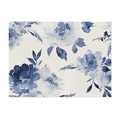 Mantel individual de algodón y lino con flores azules, impermeable y resistente al calor - Material Algodón Lino Pequeño / Flor Azul Acuarela (CD107-3)