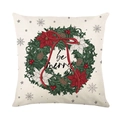 Christmas pillowcase with 'be merry' wreath print on natural rustic linen fabric - be merry Wreath (TQYM60-12) / 1 Piece (45*45cm Without Insert)