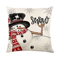 Christmas snowman pillowcase with SNOW text on white polyester decorative cushion cover - Cute Snowman SNOW Style (TQYM60-20) / 1 Piece (Pillow Insert Not Included)