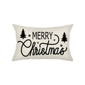 Merry Christmas festive print on beige lumbar cushion cover with decorative trees - Jyz007-1 / 30*50cm (No Insert)