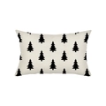 Christmas lumbar pillowcase with black tree prints on beige textured polyester fabric - Black Little Trees Pattern (JYZ007-3)