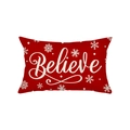 Red Christmas lumbar pillow cover with white snowflake patterns and Believe text - Jyz007-4 / 30*50cm (No Insert)