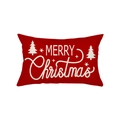 Red Christmas lumbar pillow case with white Merry Christmas text and tree patterns - Jyz007-5 / 30*50cm (No Insert)