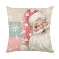 Square polyester pillow cover featuring vintage Santa Claus with polka dot hat print - Santa Claus Style (JYM524-3)
