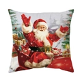 Housse de coussin de Noël avec Père Noël sur traîneau en peluche douce de qualité - 45x45cm / Style Traîneau du Père Noël