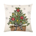 Christmas tree pillow cover with black and white plaid bow and snowflake pattern - Basket Christmas Tree Style (JYM538-2)