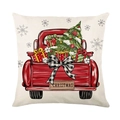 Christmas pillowcase featuring red vintage truck with Xmas tree on white background - Vintage Red Truck Style (JYM538-3)