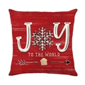 Red Christmas pillow cover with white Joy to the World print and snowflake design - Joy Snowflake Lettering Style (JYM538-4)