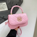 Bolso bandolera rosa acolchado con hebilla M dorada y asa para mujer - Rosa